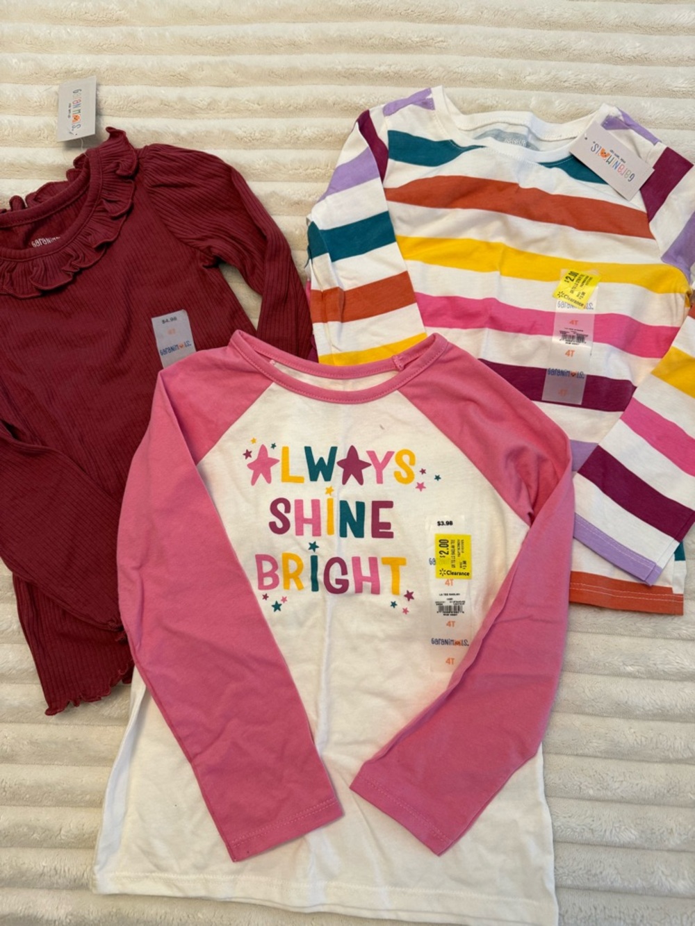 Bundle of Girl’s 4T Long-Sleeve Tees NWT